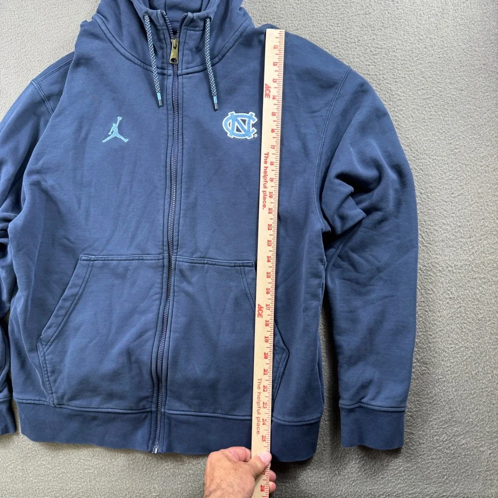 Jordan UNC Tar Heels Full Zip Hoodie Jacket Men L Navy Embroidered Blokecore